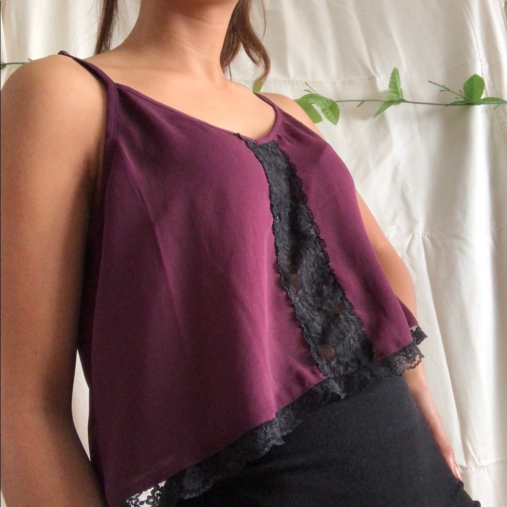 MAROON LACE TANK